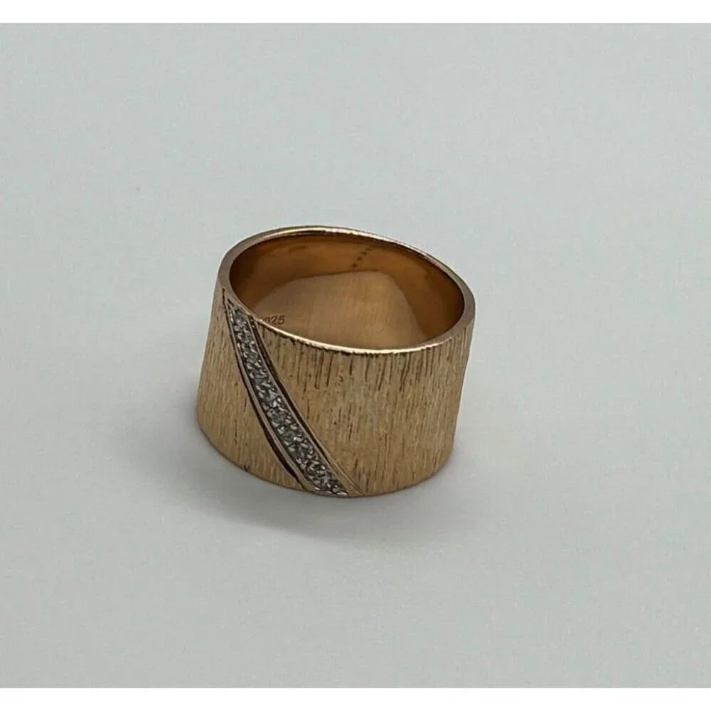 925 STERLING SILVER GOLD PLATED  CZ RING SIZE 7
